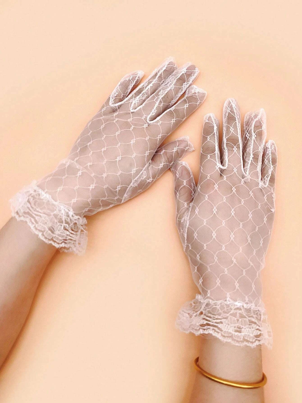 Mesh Trim Bridal Gloves