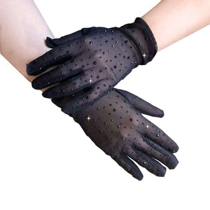 Flash black crystal Gloves for Women