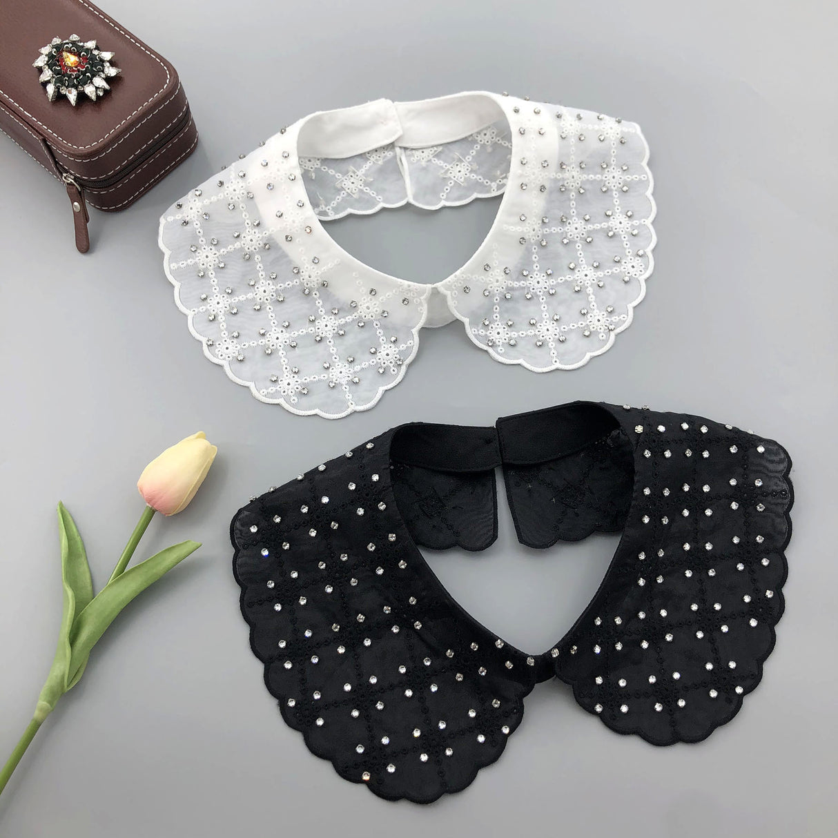 Crystal shawl fake collar