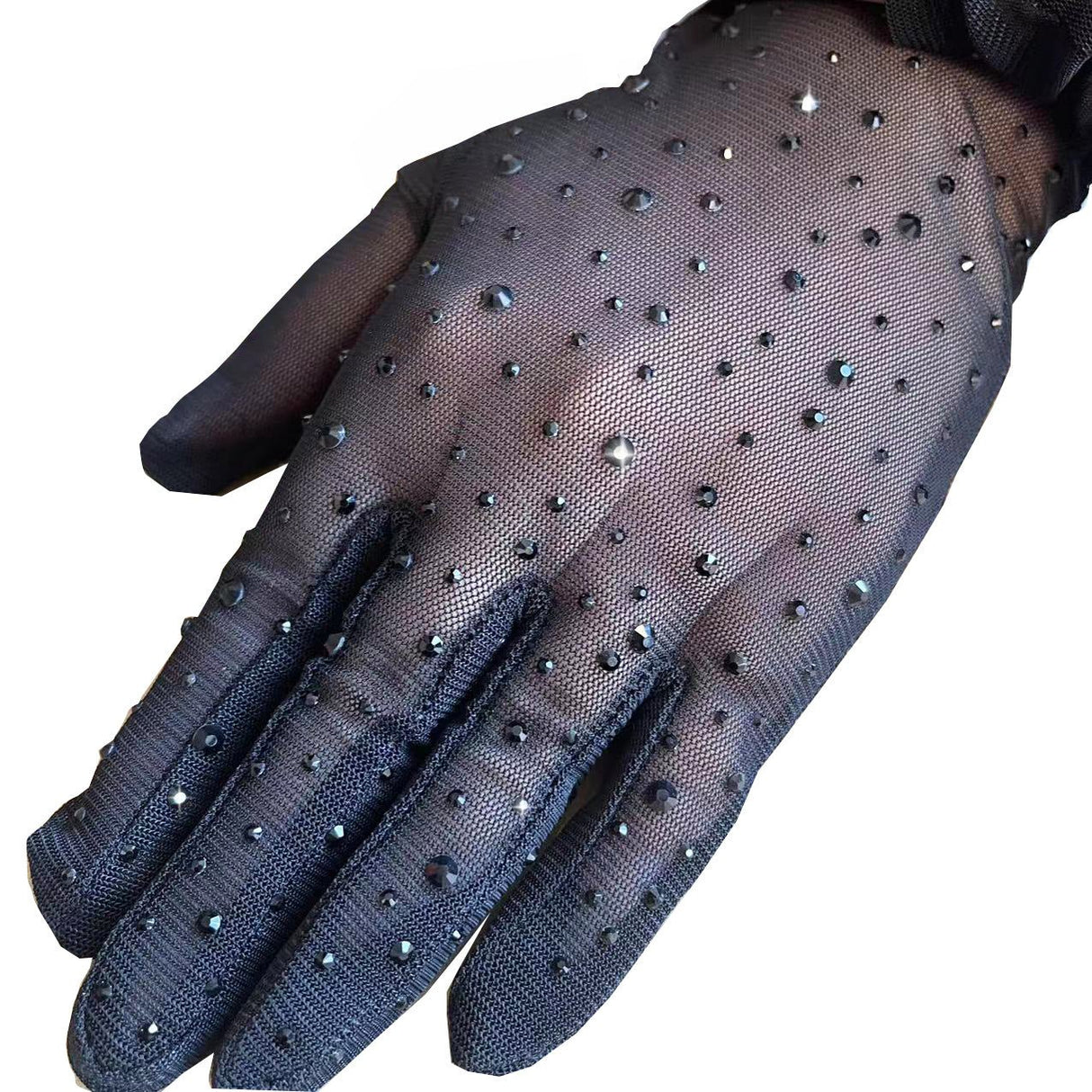 Flash black crystal Gloves for Women