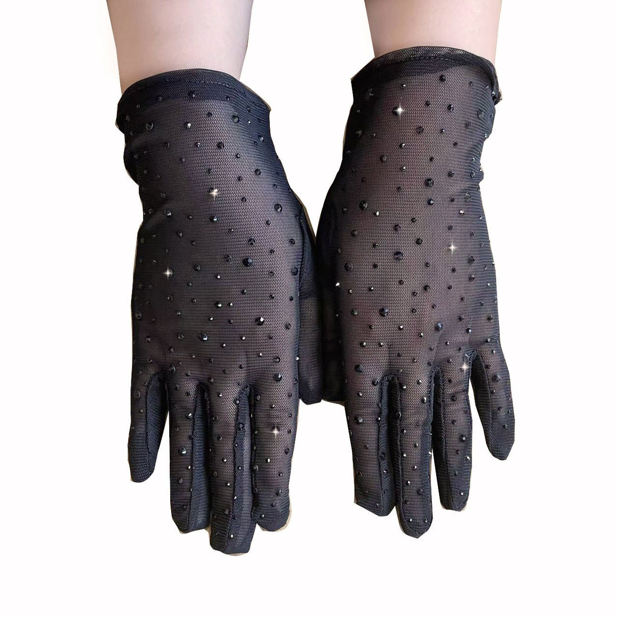 Flash black crystal Gloves for Women