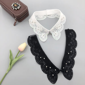 Sequin embroidered lace fabric handmade collar