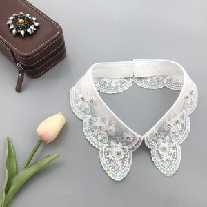 Sequin embroidered lace fabric handmade collar