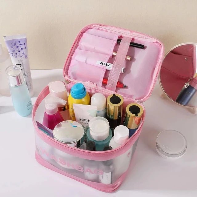 New transparent PVC large capacity waterproof cosmetic bag portable female travel wash bag storage bag portable makeup tote bag