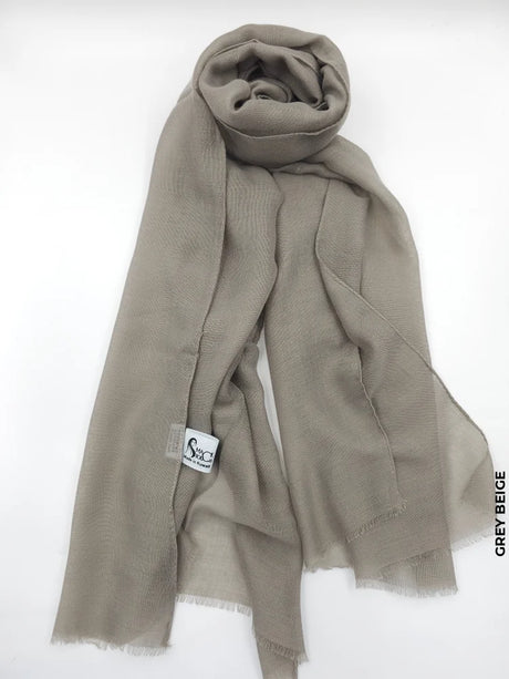 Lightweight Small Size Shawl Hijab Grey Beige Scarf (Hijab)