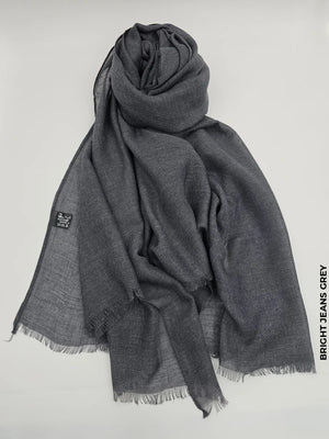 Taiyyab Light Weight Scarf Bright Jeans Grey Linen