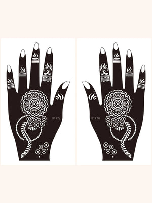 Flower Pattern Mehndi Stencils | 2 Sheets | 4 Style