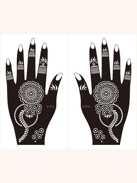 Flower Pattern Mehndi Stencils | 2 Sheets | 4 Style