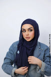 Kresha Thailendi Hijab Navy Blue / Normal (175 x 75 cm) Linen Scarf