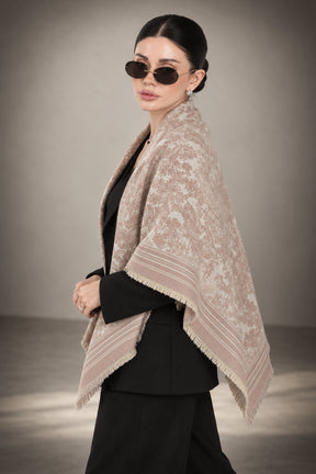 LIGHT PINK GULABI cashmere animal print square shawl folded into a triangle — vignette