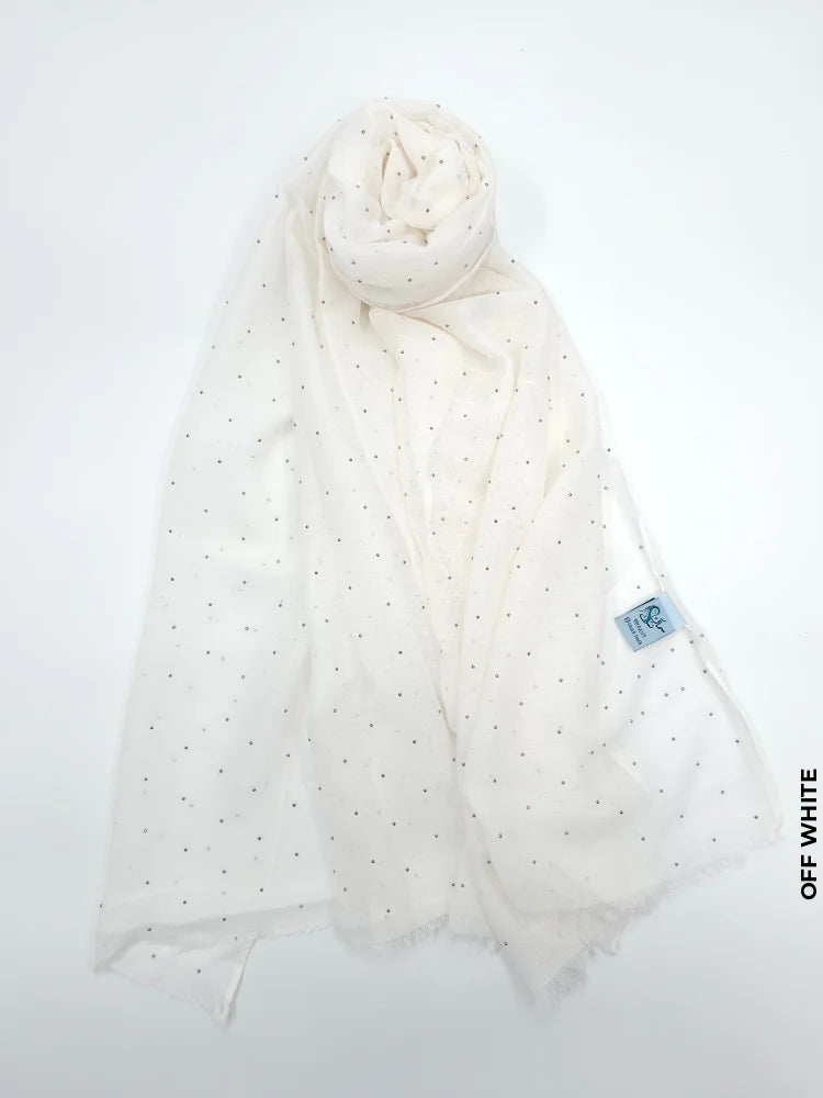 Lightweight Crystal Shawl Hijab Off White Scarf (Hijab)