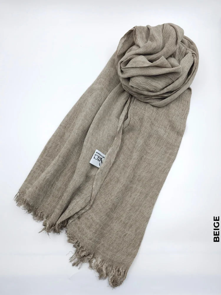 Linen Kresha Thailendi Shawl | خام تهايلندي او كريشا شال Beige Scarf