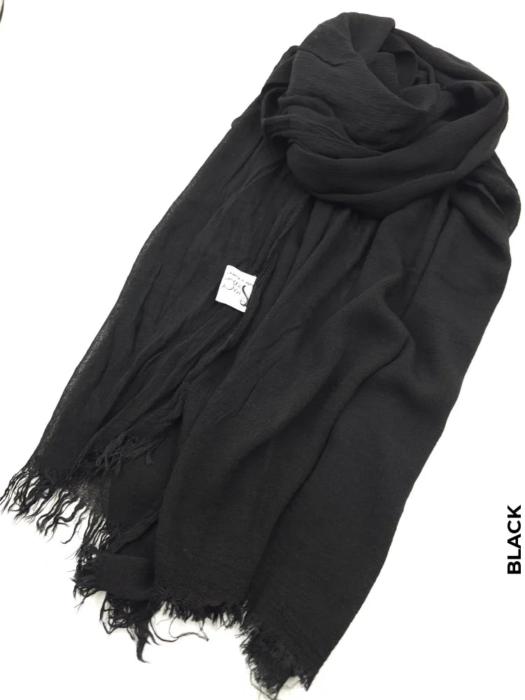 Linen Kresha Thailendi Shawl | خام تهايلندي او كريشا شال Black Scarf