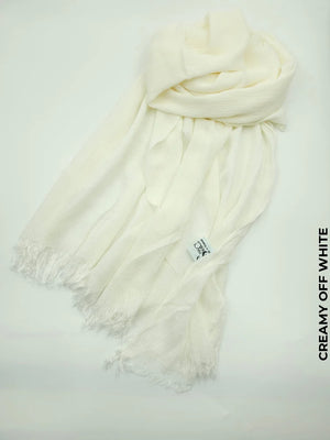 Linen Kresha Thailendi Shawl | خام تهايلندي او كريشا شال Creamy Off White Scarf