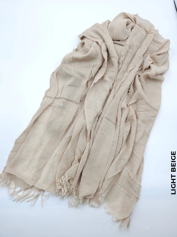 Linen Kresha Thailendi Shawl | خام تهايلندي او كريشا شال Light Beige Scarf