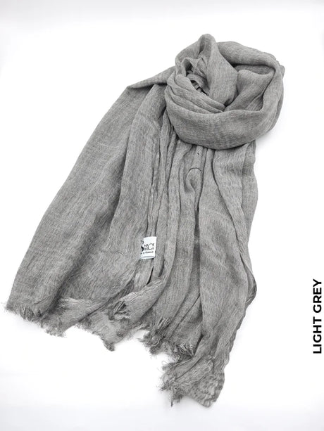 Linen Kresha Thailendi Shawl | خام تهايلندي او كريشا شال Light Grey Scarf