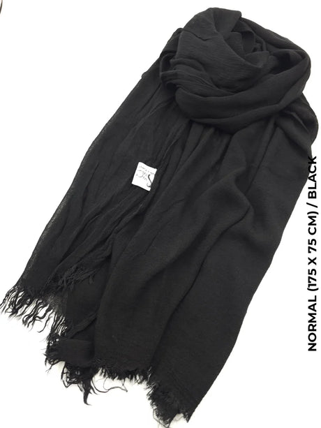 Linen Kresha Thailendi Shawl | خام تهايلندي او كريشا شال Black Scarf