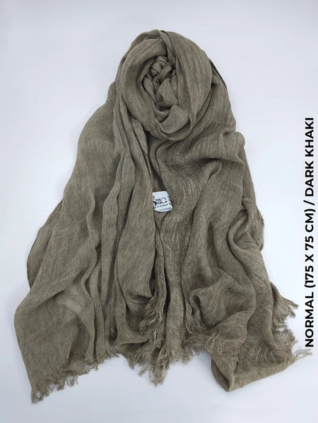 Linen Kresha Thailendi Shawl | خام تهايلندي او كريشا شال Normal (175 X 75 Cm) / Dark Khaki Scarf