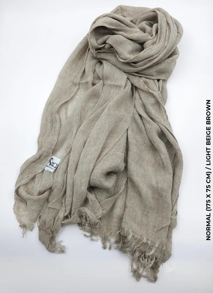 Linen Kresha Thailendi Shawl | خام تهايلندي او كريشا شال Light Beige Brown Scarf