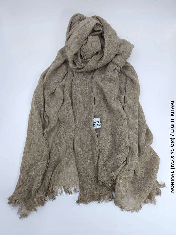 Linen Kresha Thailendi Shawl | خام تهايلندي او كريشا شال Normal (175 X 75 Cm) / Light Khaki Scarf