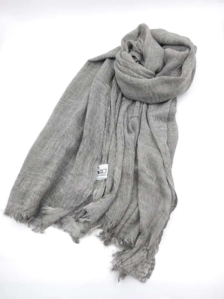 Linen Kresha Thailendi Shawl | خام تهايلندي او كريشا شال Light Grey Scarf