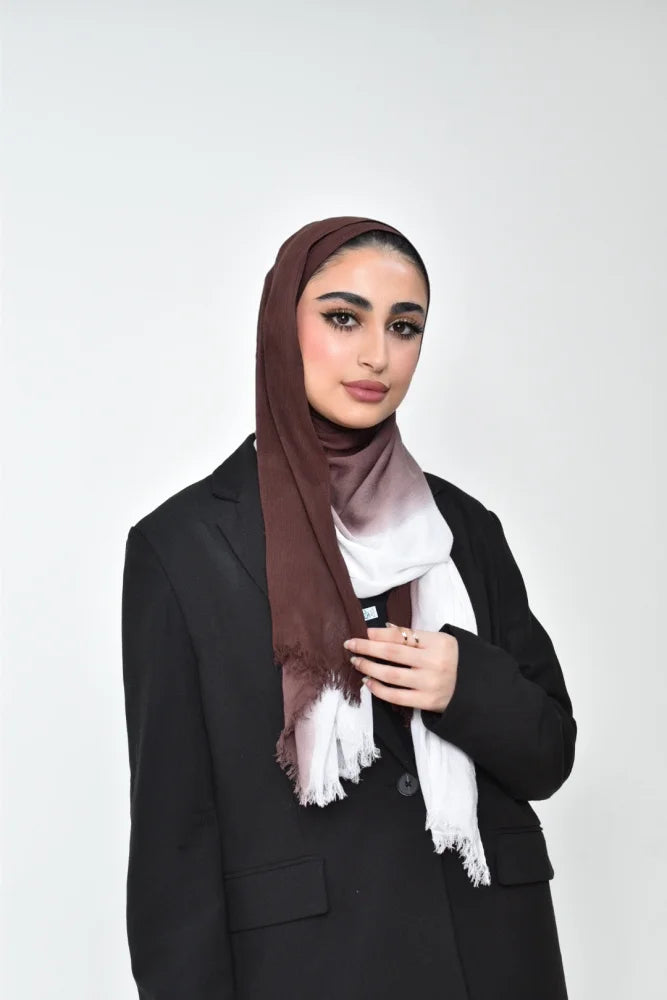Ombre Kresha Thailendi Brown White 10 Scarf (Hijab)