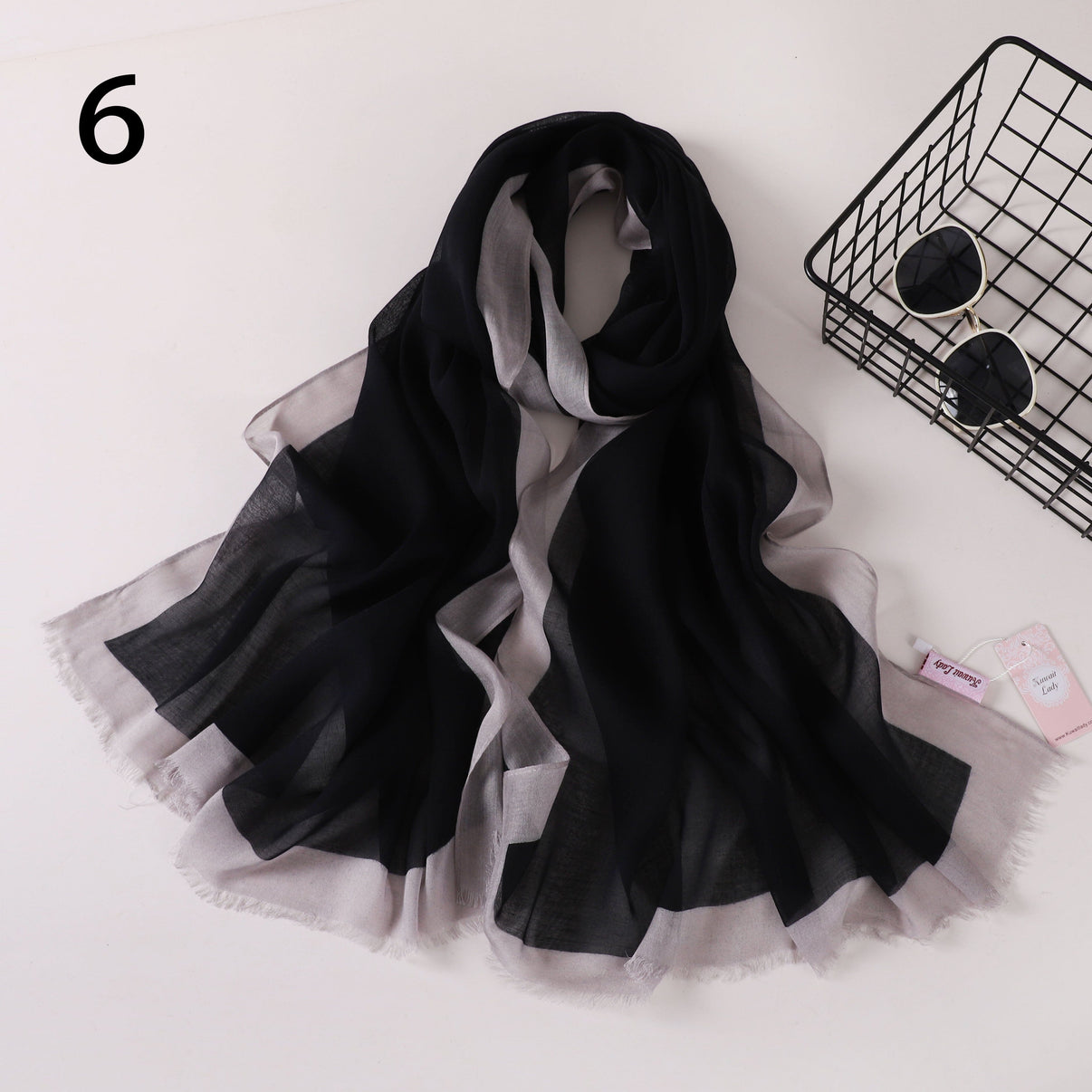 إطار حافة وشاح من الكتان للسيدات الكويتيات