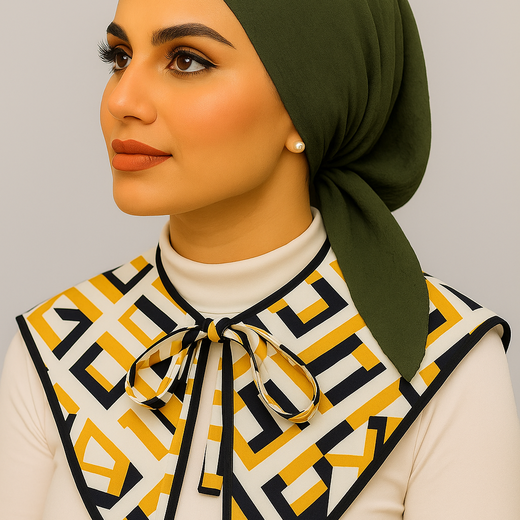 طوق ديكي مطبوع (تصميم مربع أصفر)