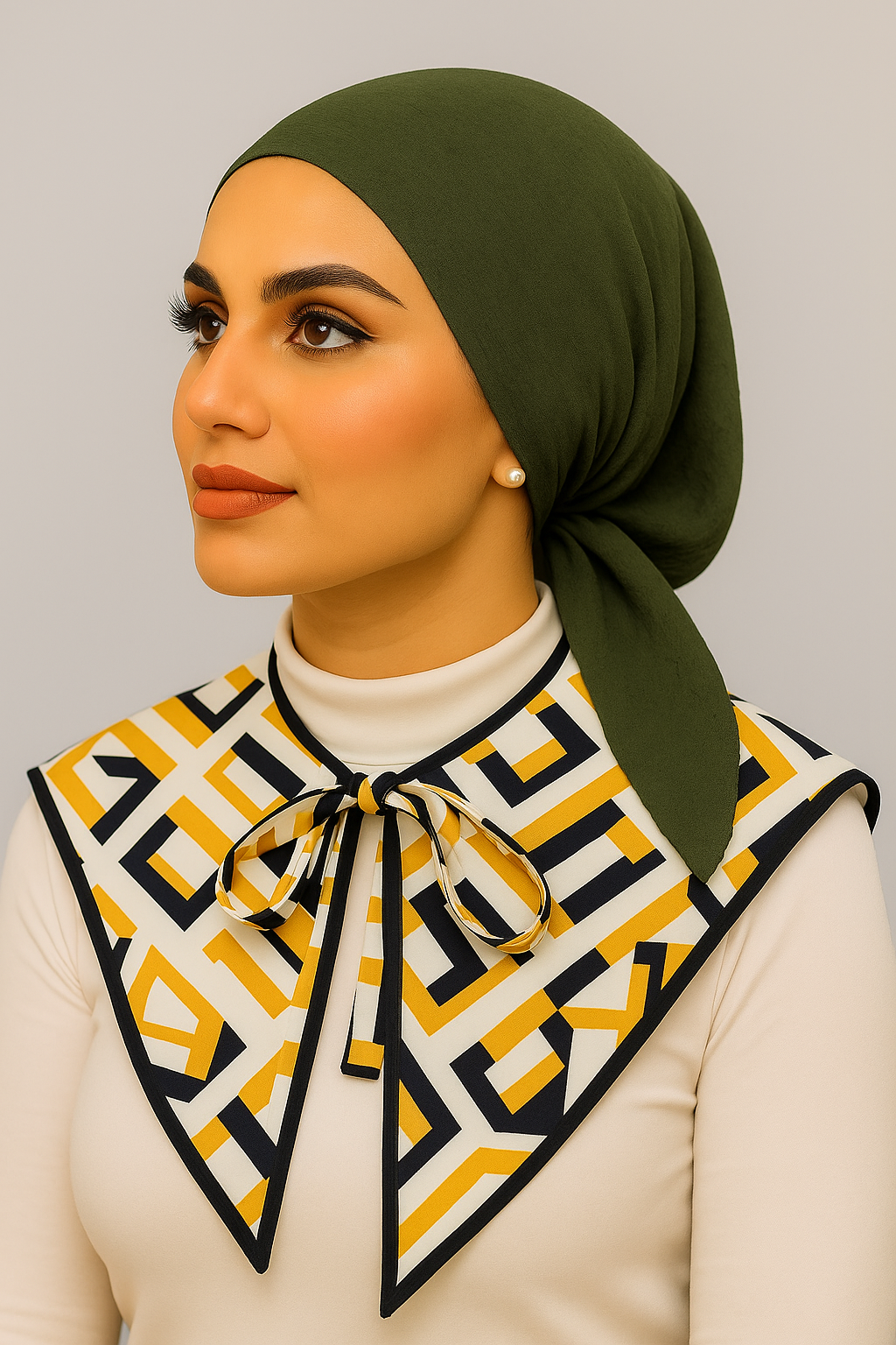 طوق ديكي مطبوع (تصميم مربع أصفر)
