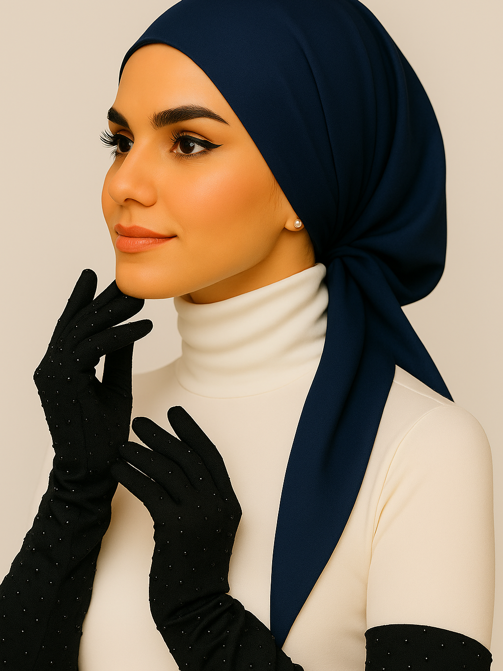 أكمام مرصعة بأحجار الراين السوداء للنساء