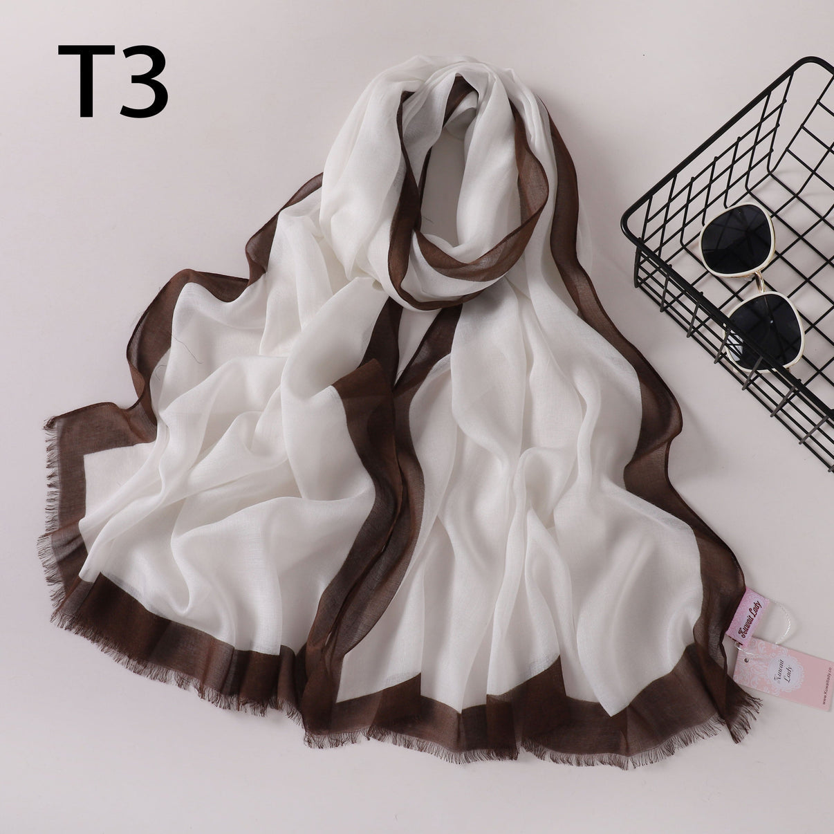 إطار حافة وشاح من الكتان للسيدات الكويتيات