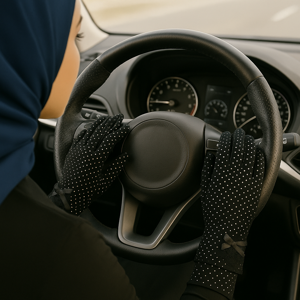 قفازات مع السيارة مع دانتيل | أشعة الشمس نص الأصابع مفتوح