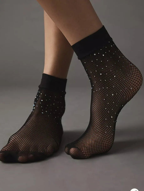 Rhinestone Crystal Fishnet Socks