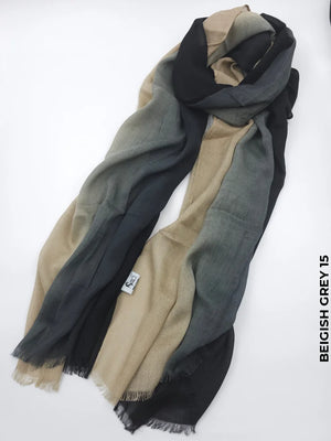 Shaded Ombre Premium Scarf Beigish Grey 15 Linen