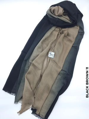 Shaded Ombre Premium Scarf Black Brown 11 Linen