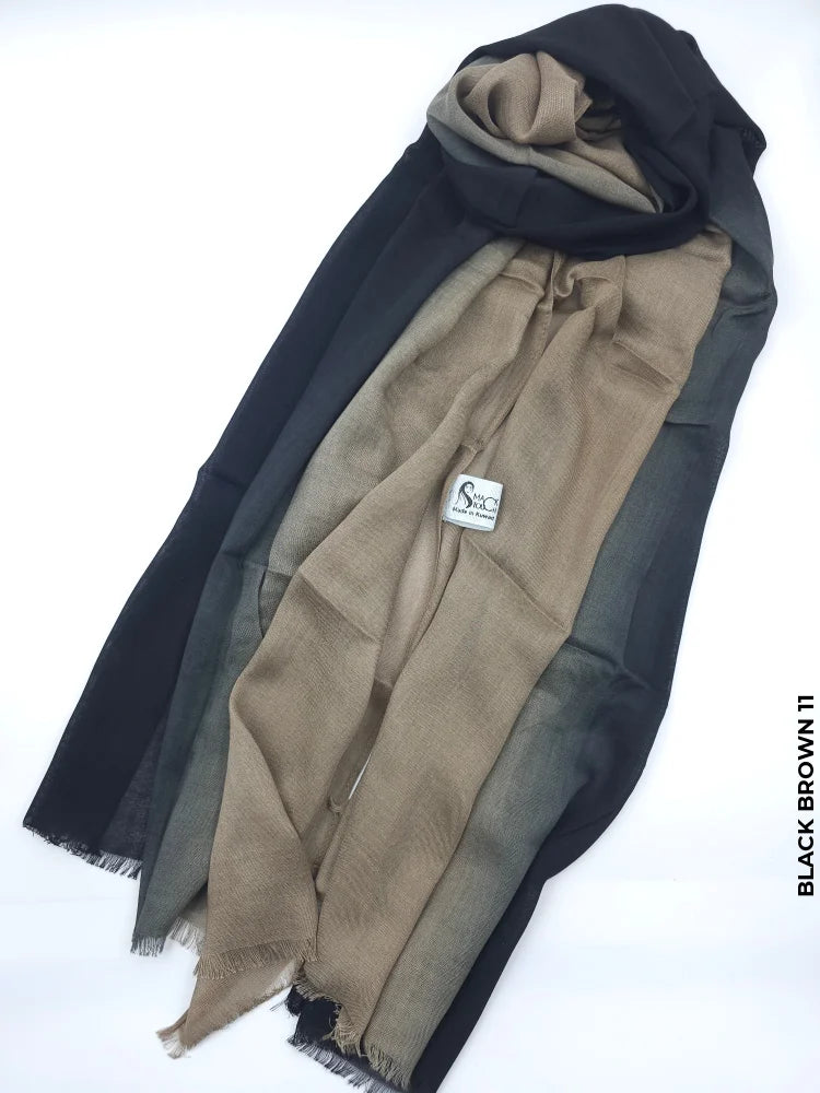 Shaded Ombre Premium Scarf Black Brown 11 Linen
