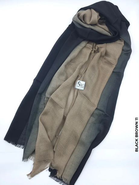 Shaded Ombre Premium Scarf Black Brown 11 Linen