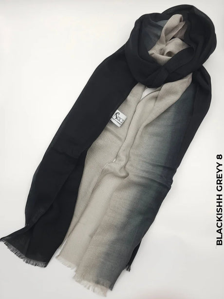 Shaded Ombre Premium Scarf Blackishh Greyy 8 Linen