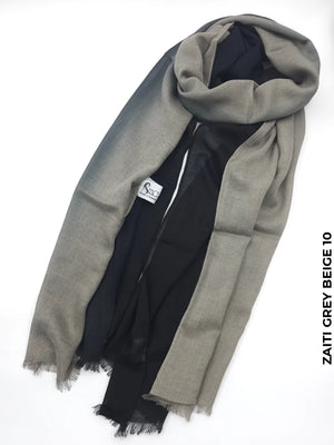 Shaded Ombre Premium Scarf Zaiti Grey Beige 10 Linen