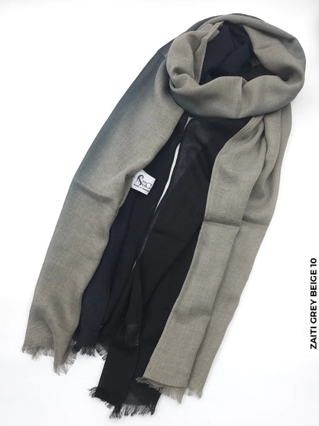 Shaded Ombre Premium Scarf Zaiti Grey Beige 10 Linen