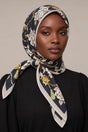 Silk Ivory Rose Murabba Scarf, 90×90 cm square hijab in Kuwait — closeup portrait