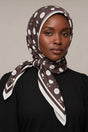 Silk Plum Blossom Murabba Scarf, 90×90 cm square hijab in Kuwait — closeup portrait