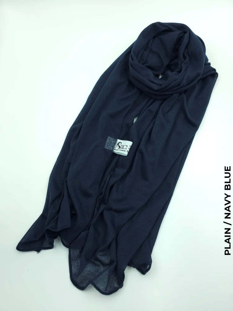 Turkey Scarf (خام تركي شيلا) Plain / Navy Blue (Hijab)