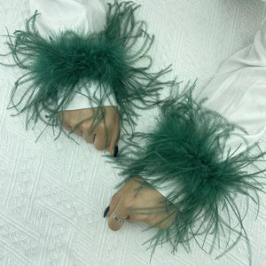 Fur feather band under abaya different colors اكمام ريش الوان متوفر