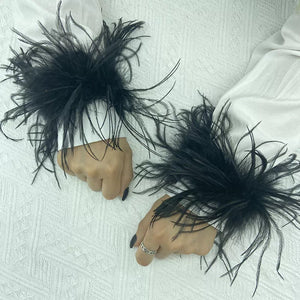 Fur feather band under abaya different colors اكمام ريش الوان متوفر