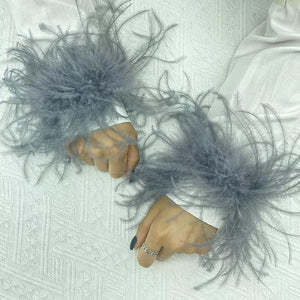 Fur feather band under abaya different colors اكمام ريش الوان متوفر