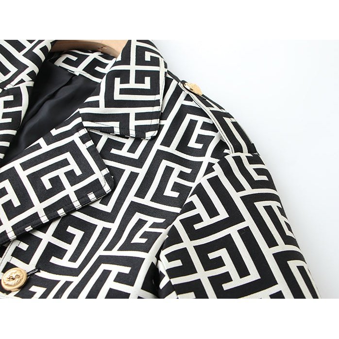 High-Quality Monogram Black and White coat