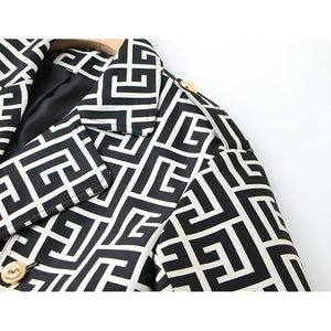 High-Quality Monogram Black and White coat