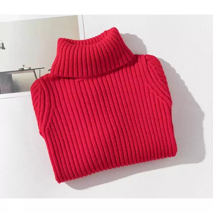 Turtle neck warm women sweater winter with Thumb open