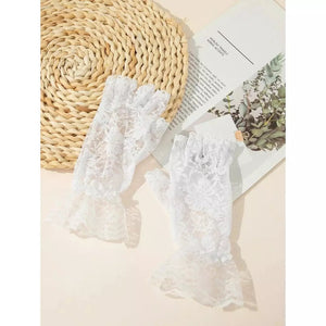 Floral Fingerless Gloves black and white